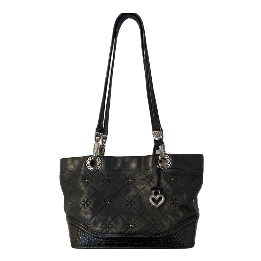 BRIGHTON black leather quilted  hand shoulder bag